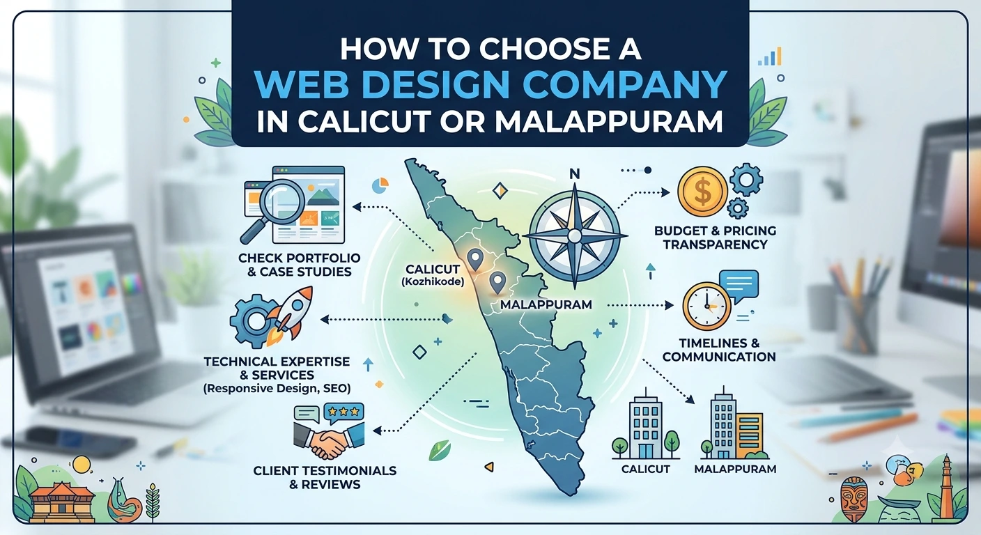 How to Choose a Web Design Company in Calicut or Malappuram - generate iamge for this blog